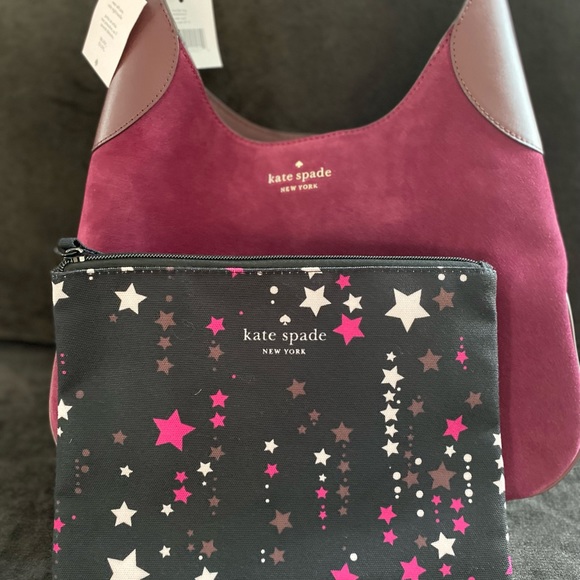 BNWT | Kate Spade “Aster” Shoulder Bag in Deep Cardinal & Stars Canvas Pouch - Picture 9 of 10